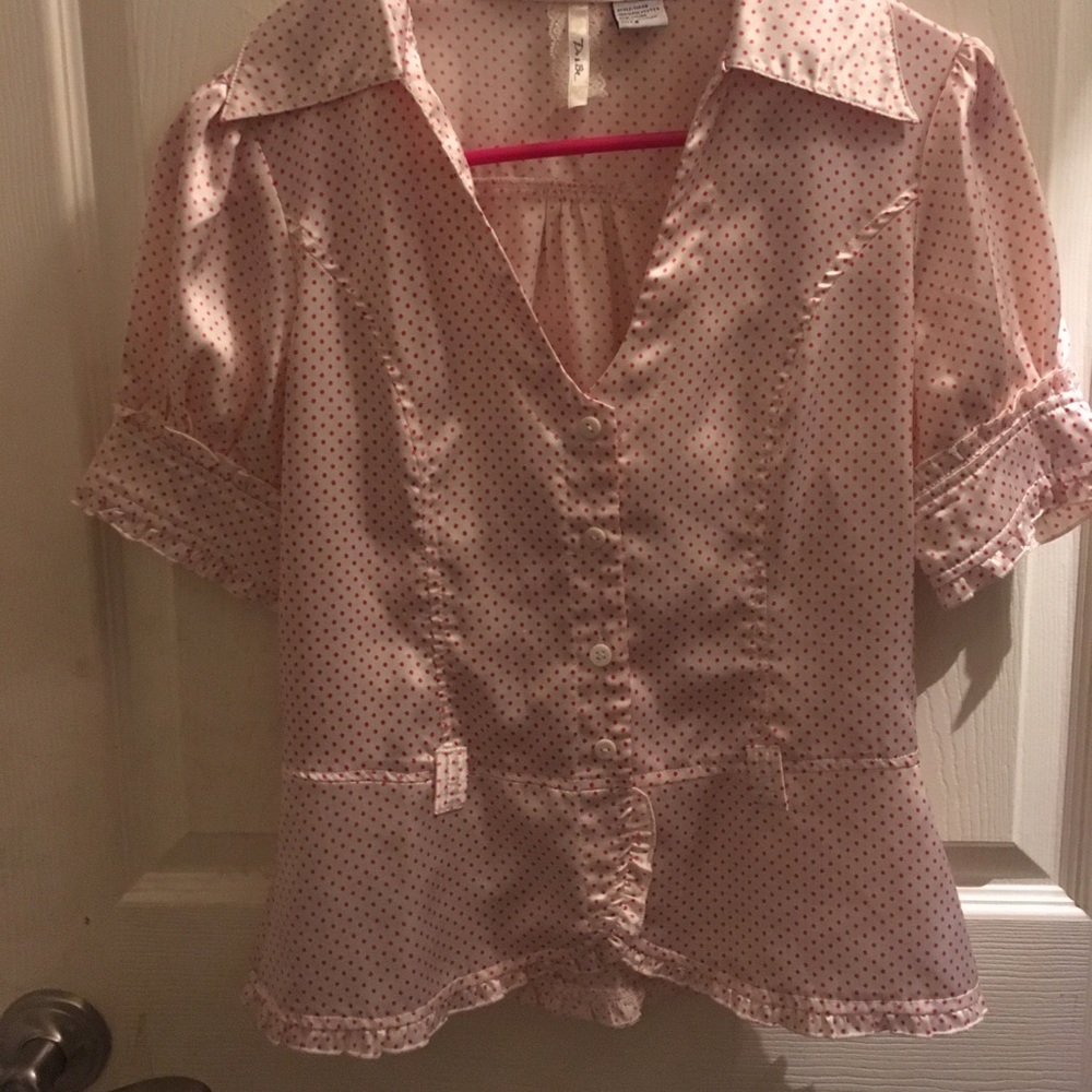 Retro Red and White Dotted Blouse